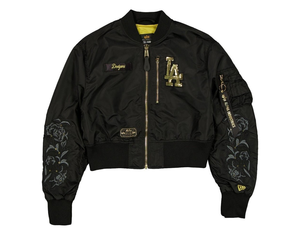 WOMEN'S LARGE New Era X Alpha Industries LA Dodgers Cropped L-2B Bomber Jacket